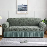 Zebra velvet stuff Sofa Cover with frill