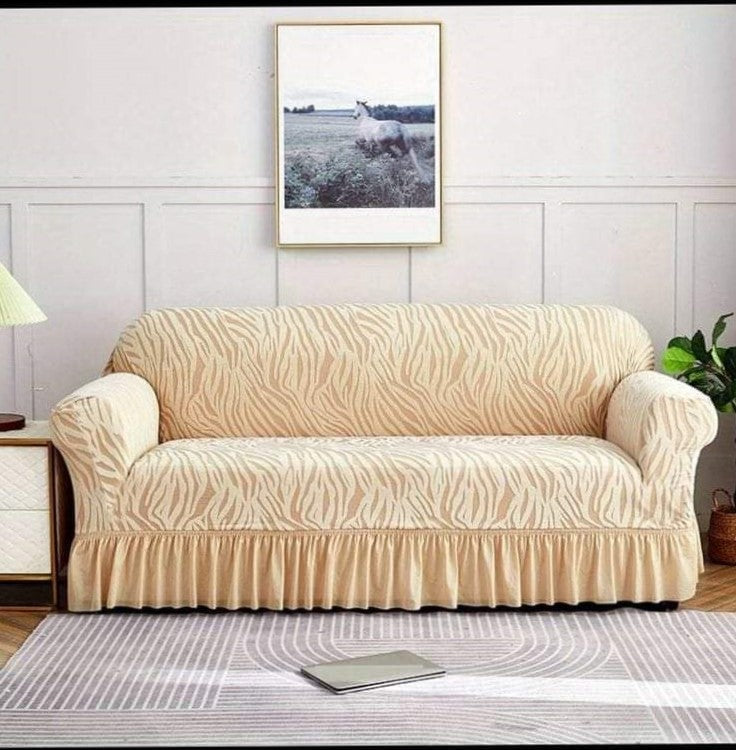 Zebra velvet stuff Sofa Cover with frill