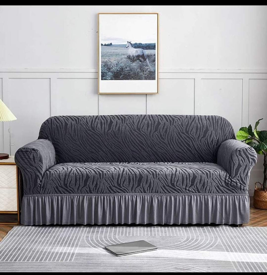 Zebra velvet stuff Sofa Cover with frill